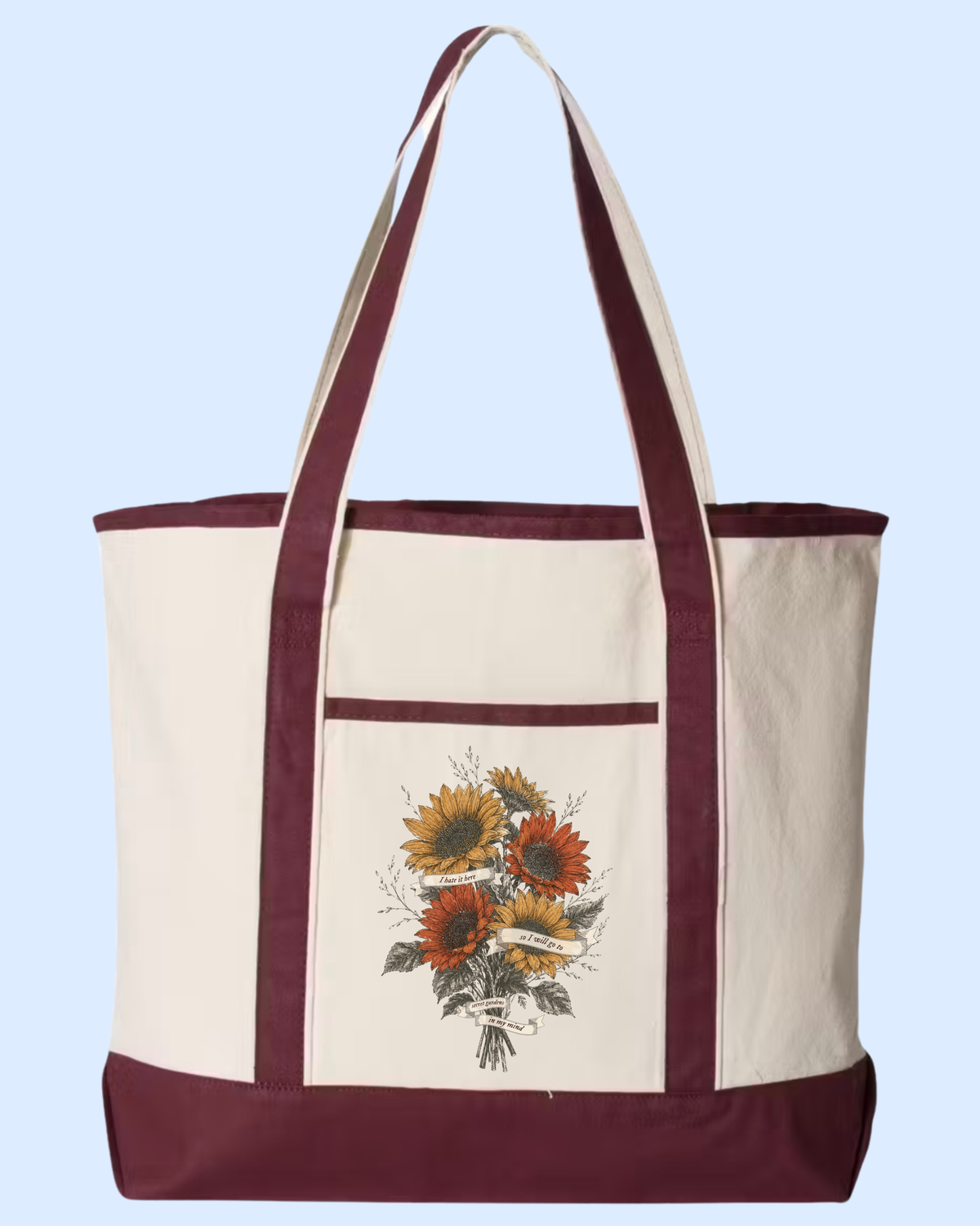 Summer secret gardens canvas boat tote
