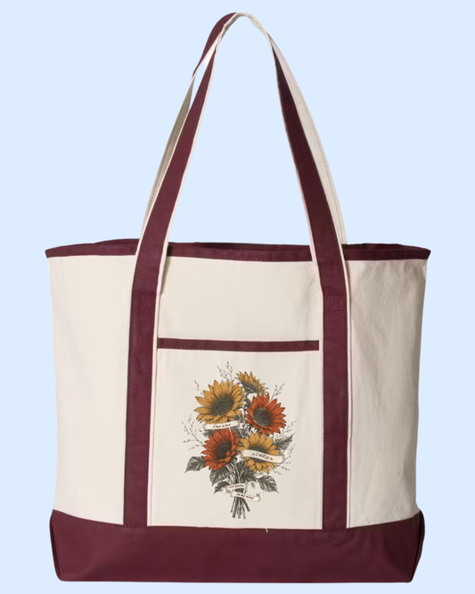 Summer secret gardens canvas boat tote