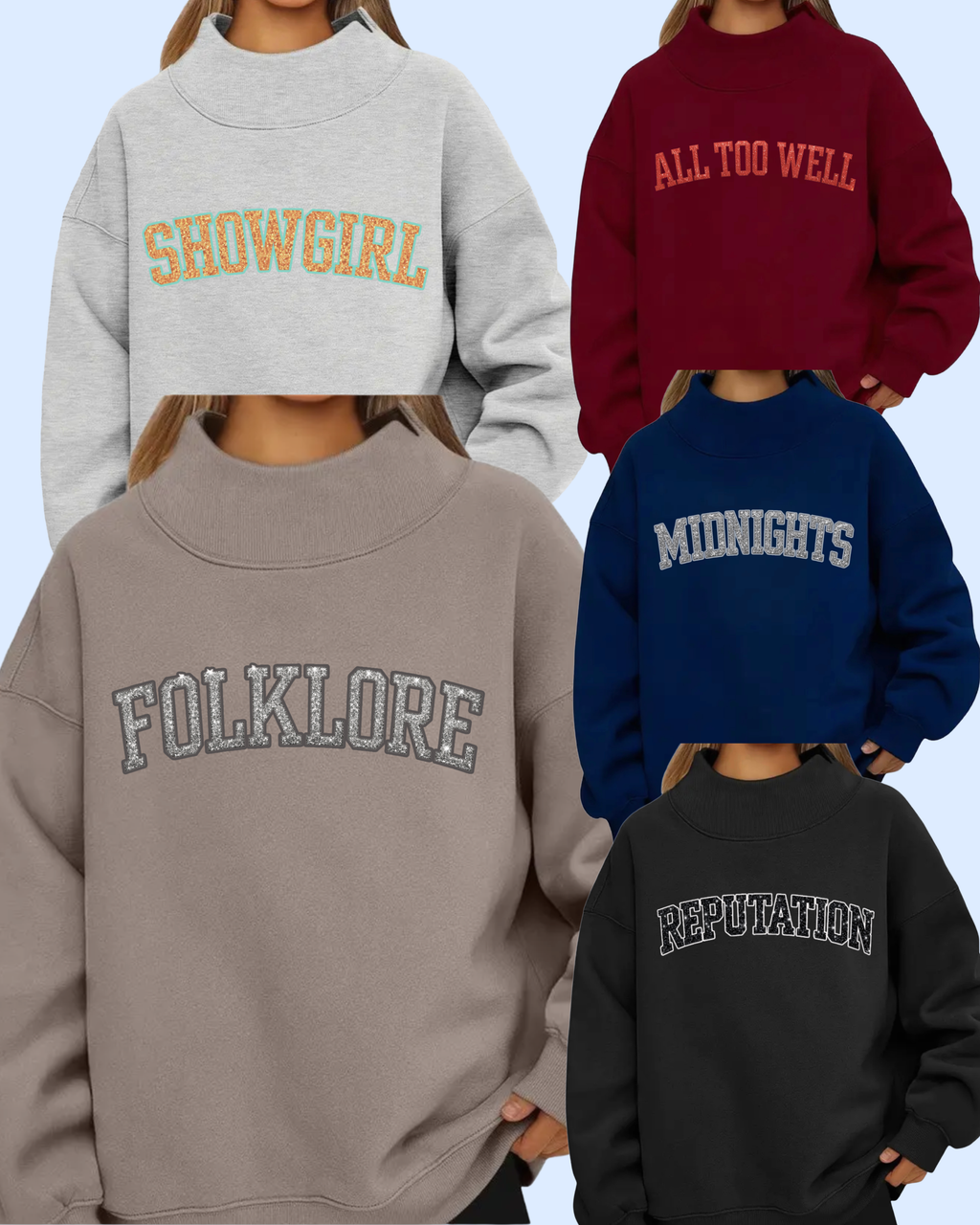 Limited edition mock neck sweaters