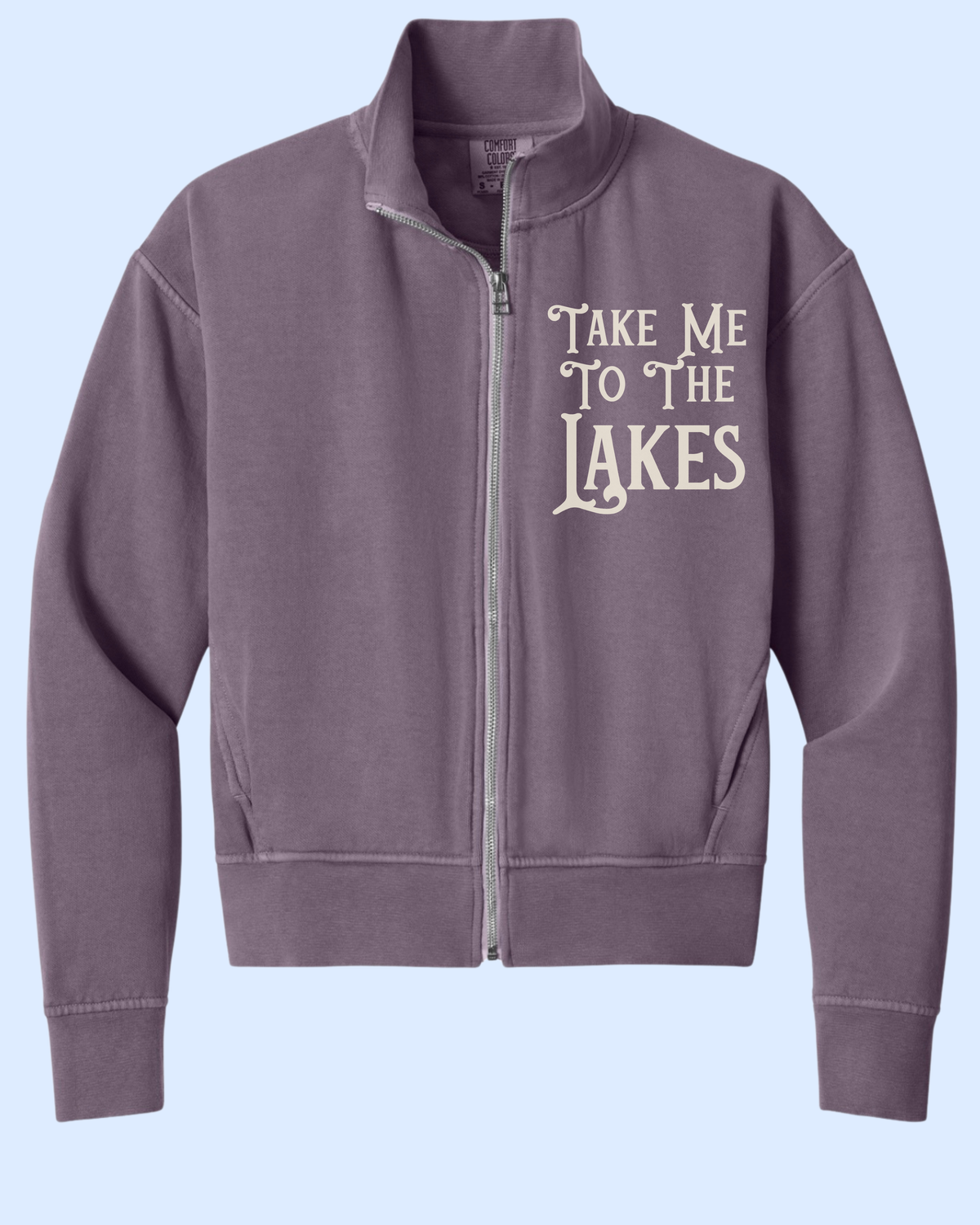 Take me to the lakes comfort colors cropped zip