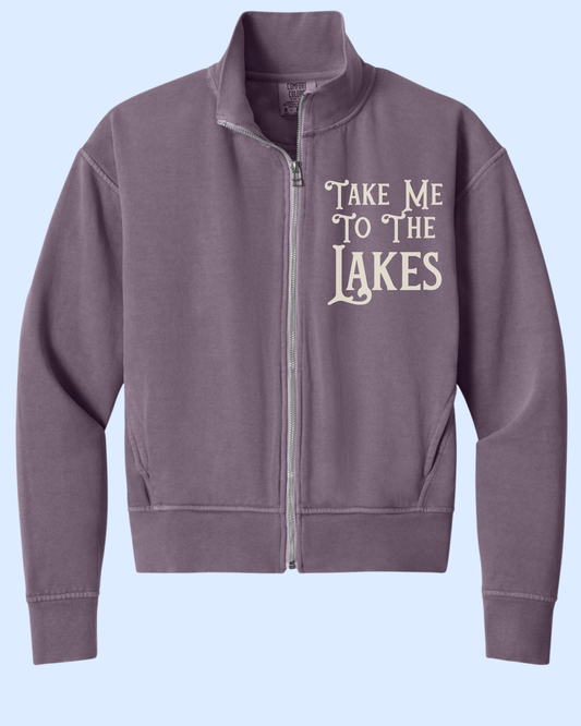 Take me to the lakes comfort colors cropped zip
