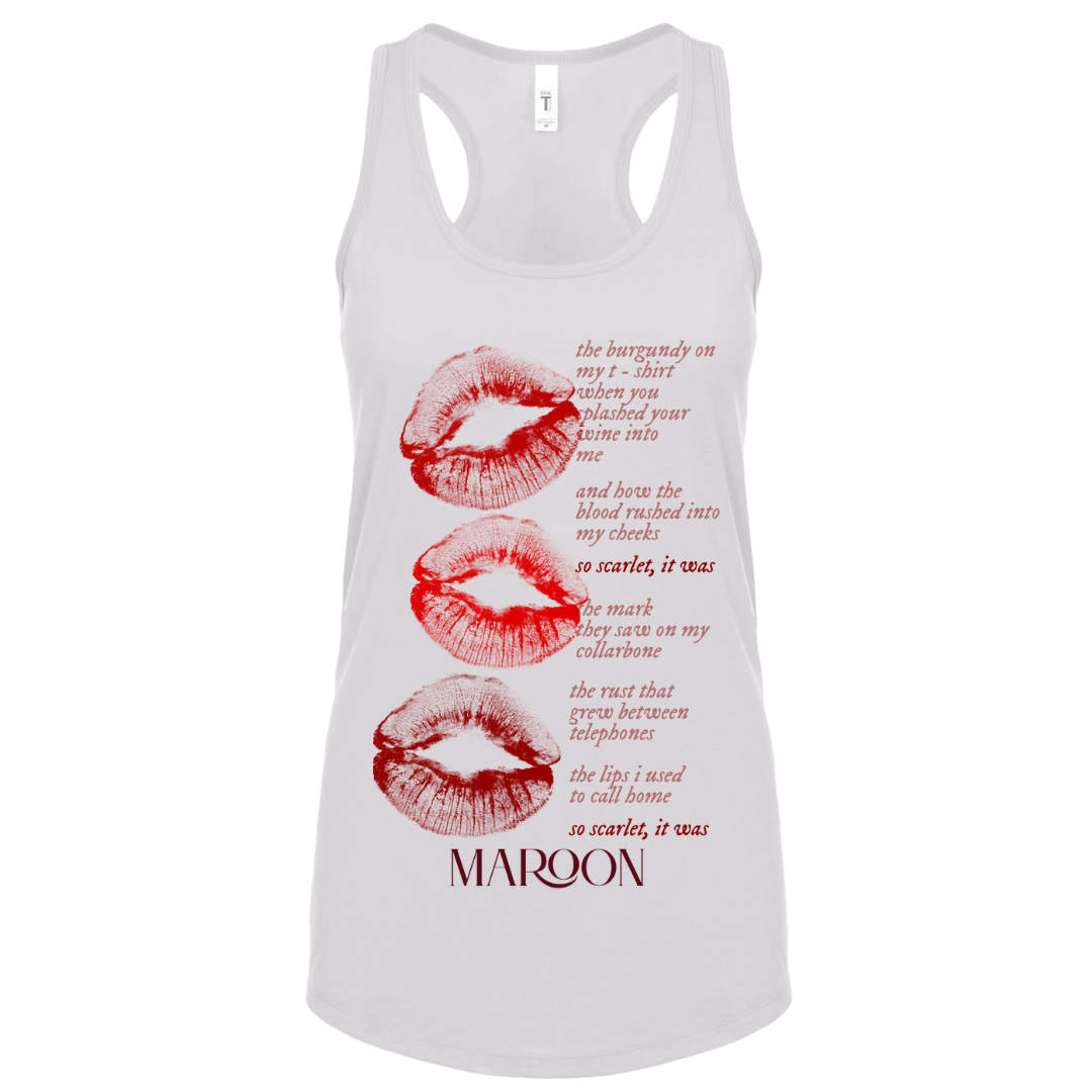 So scarlet, it was maroon next level tank top