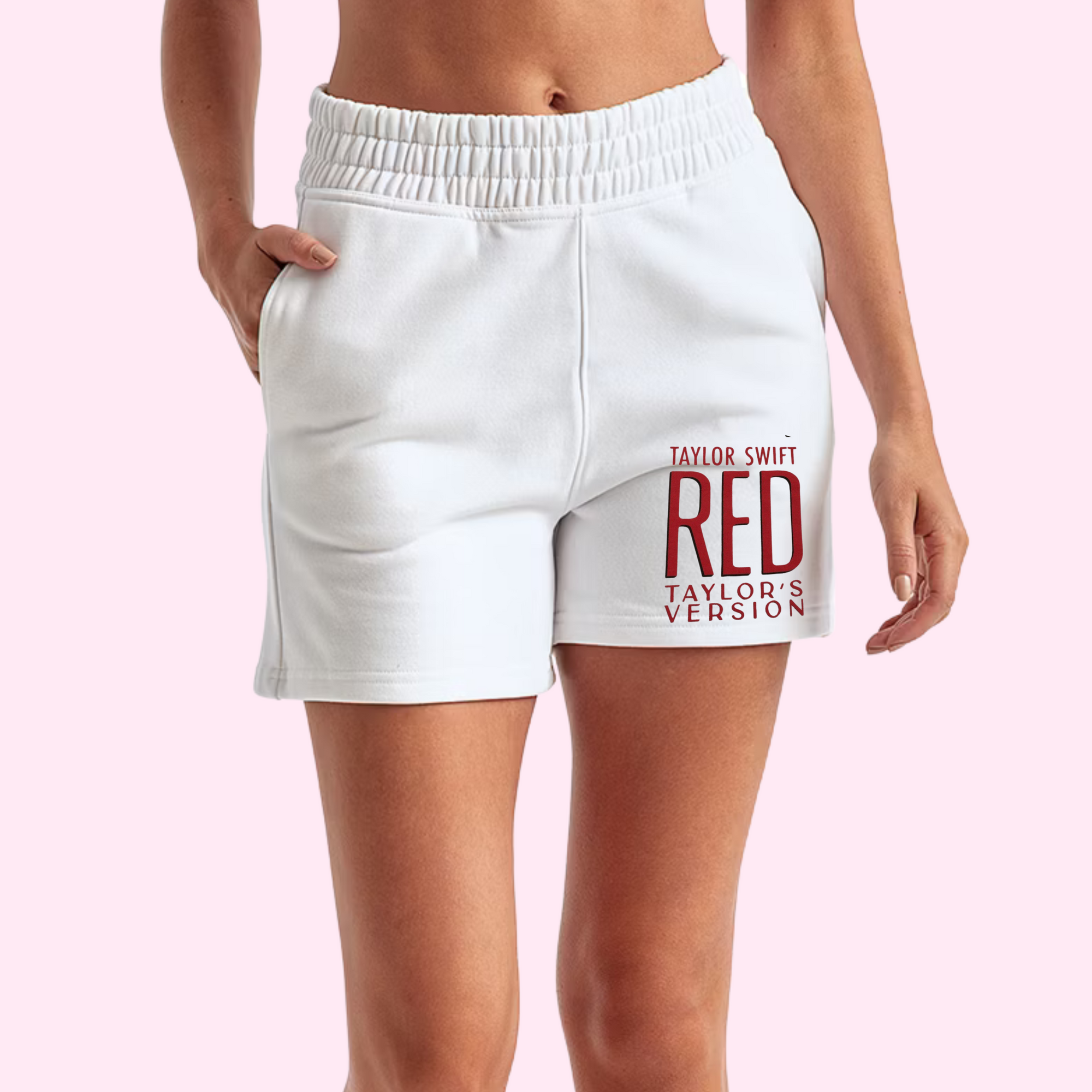 Red Taylor’s version jogger shorts