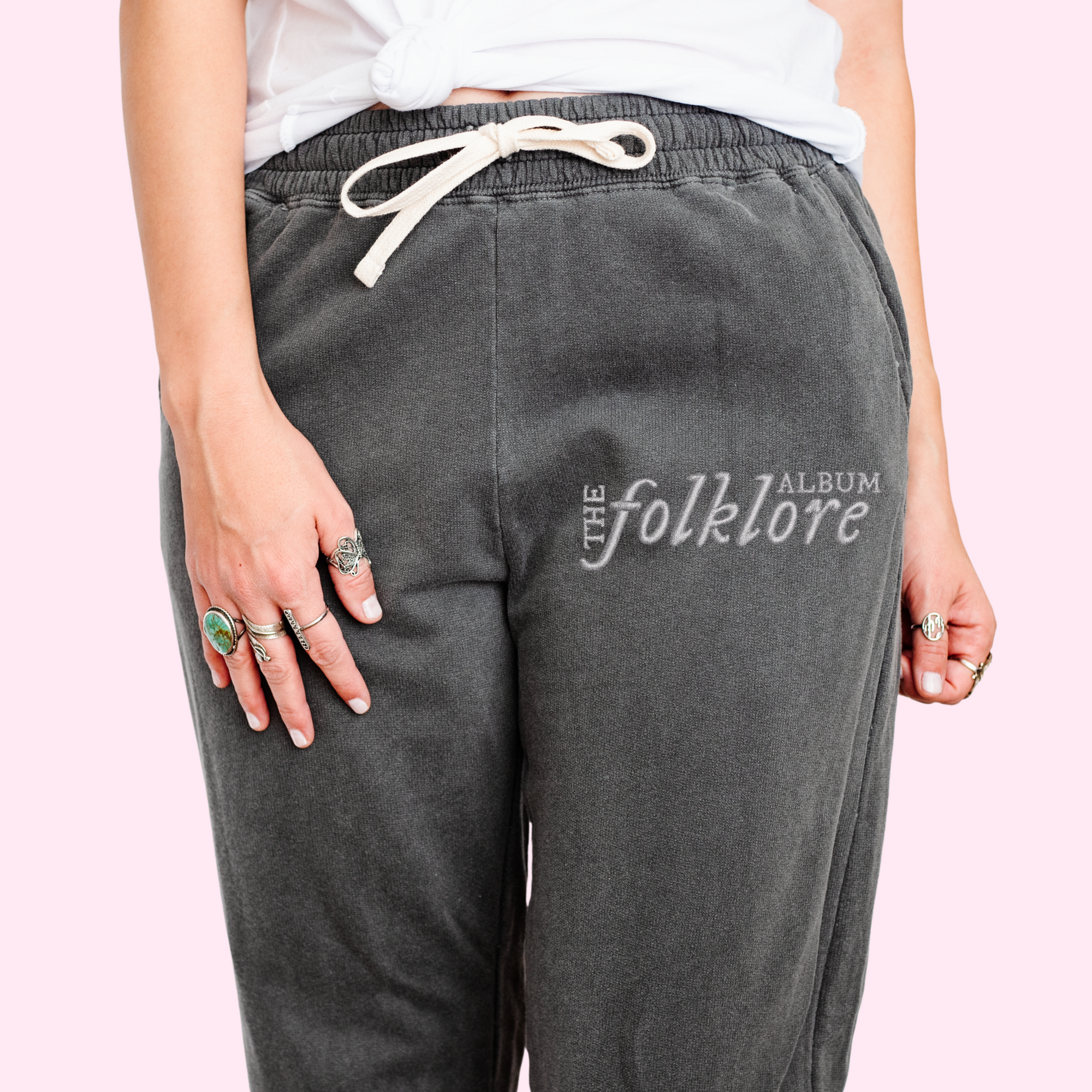 The folklore album embroidered comfort colors joggers