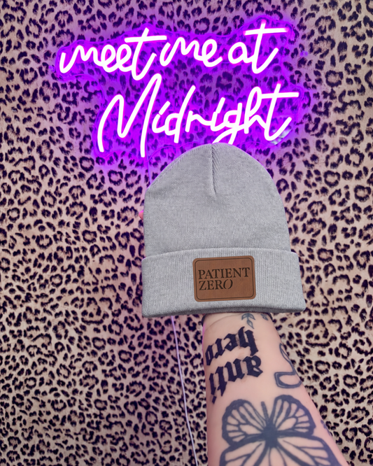 PATIENT ZERO genuine leather patch beanie