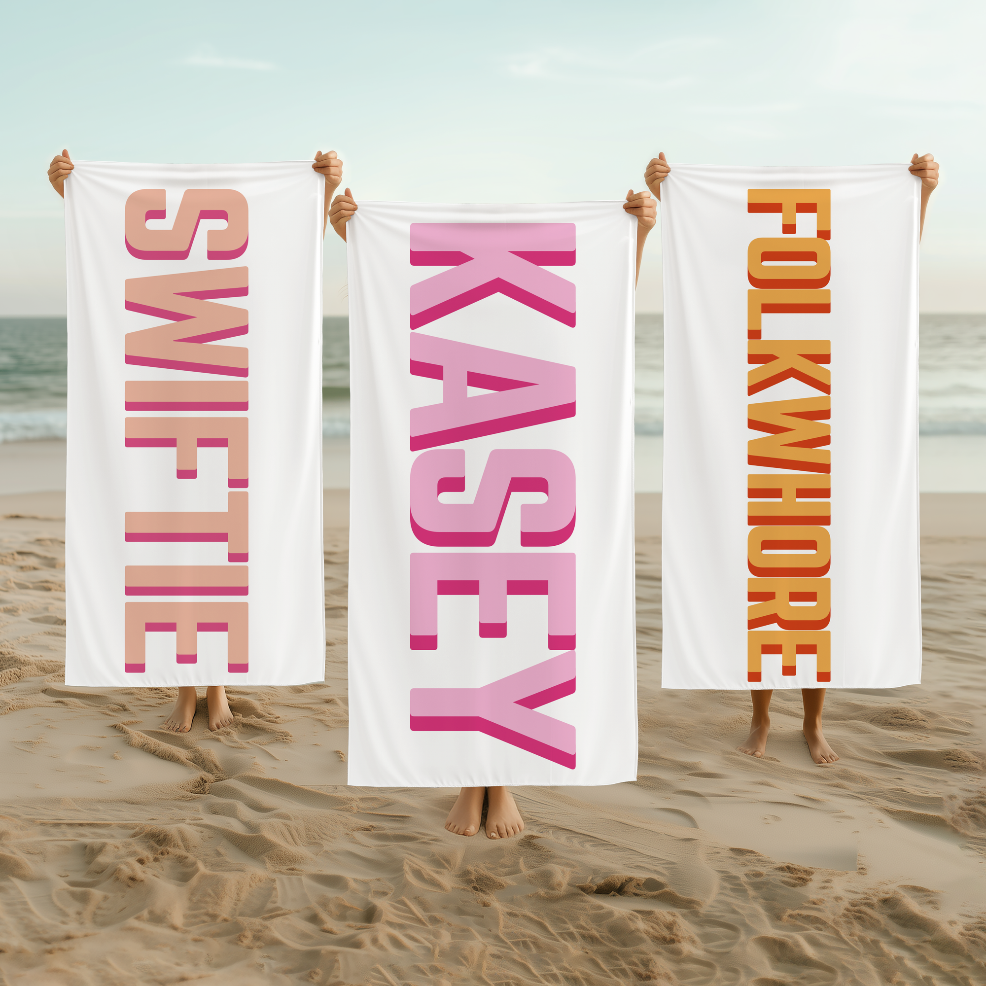 Custom shadow block oversized beach towels