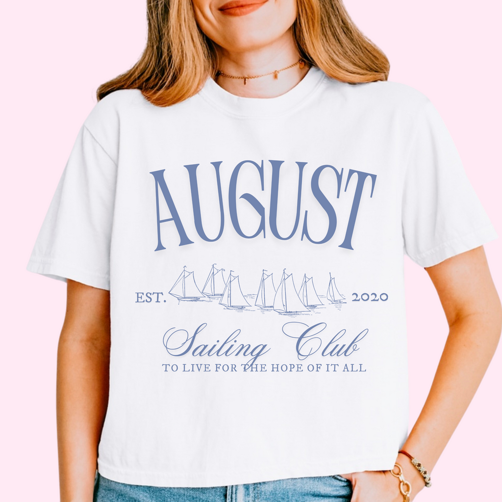 August sailing club comfort colors tee